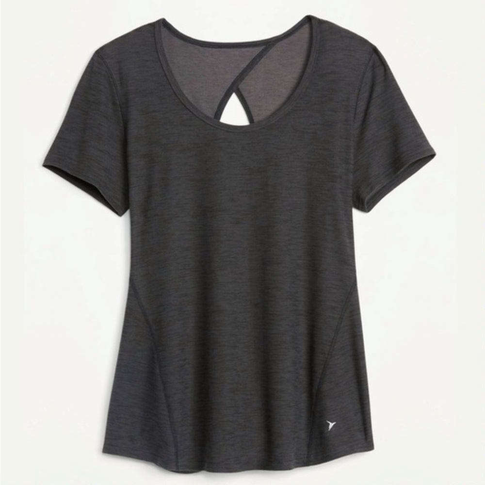 Old Navy Active “Breathe On” Key-Hole Back Dark Grey Short Sleeve T-Shirt XL